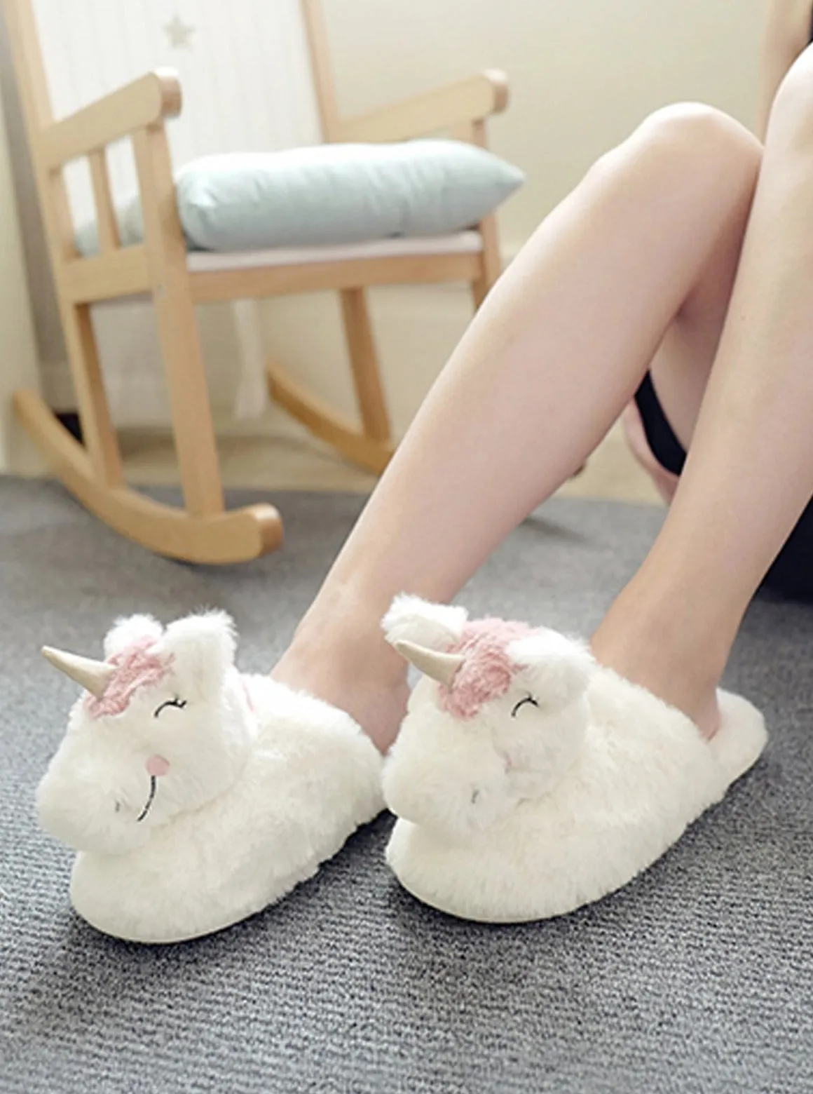 Mommy And Me Plush Unicorn Slippers By Liv and Mia