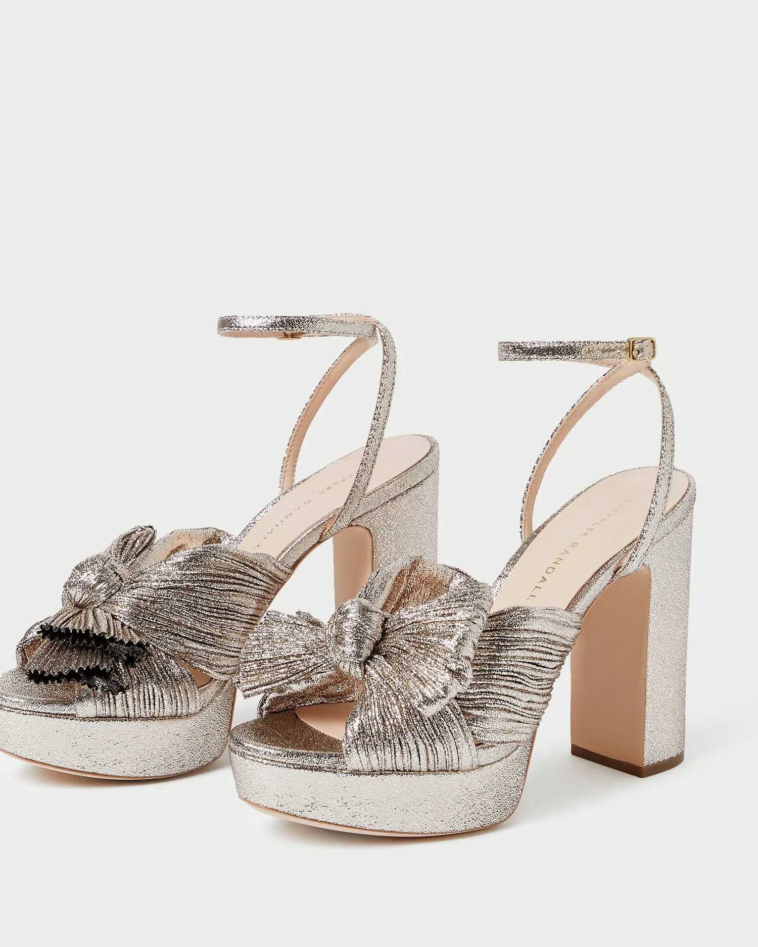 Natalia Champagne Platform Bow Heel
