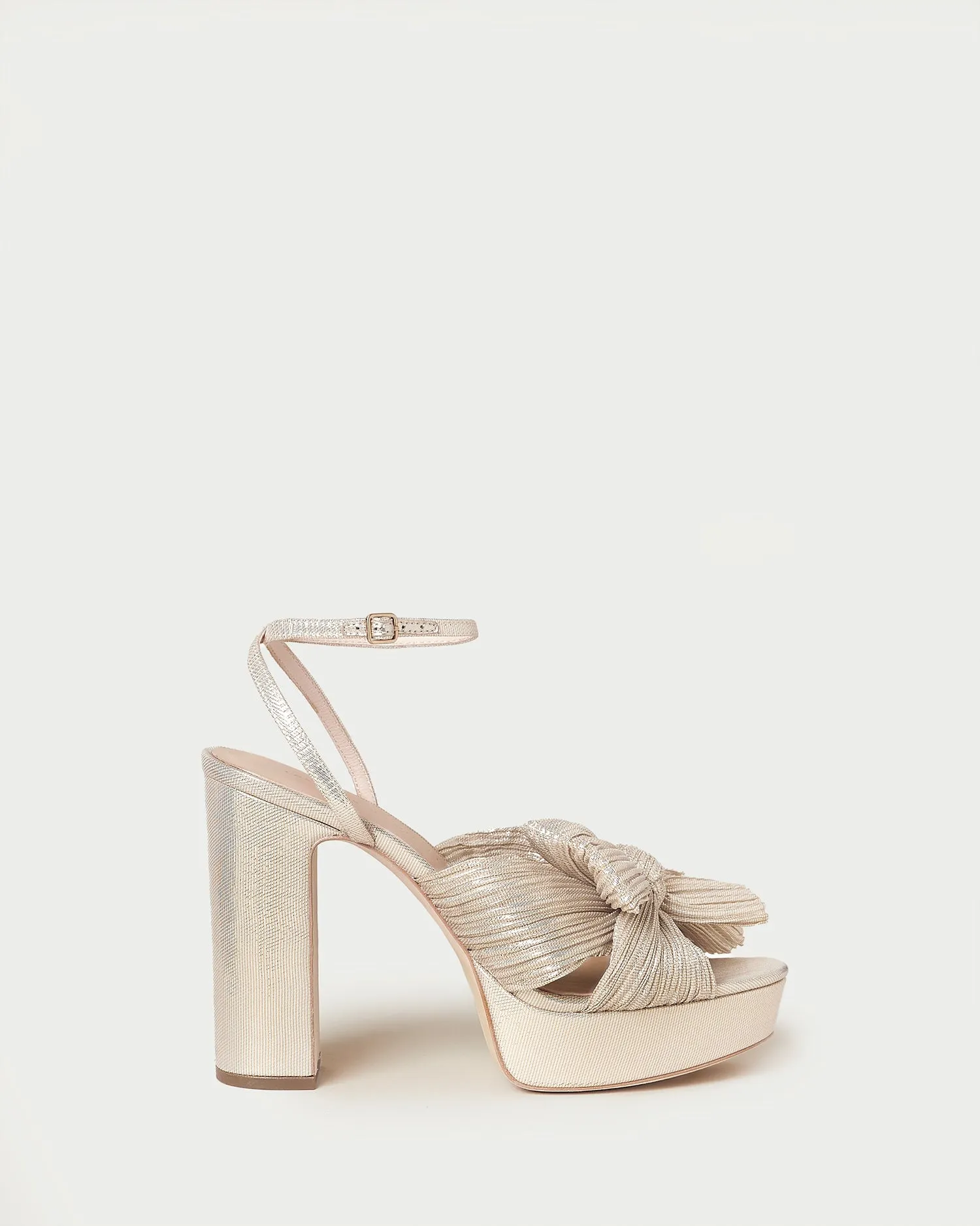 Natalia Platinum Platform Bow Heel