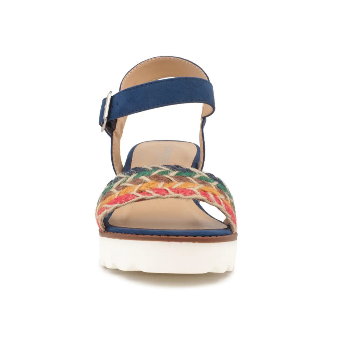 Navy Wedge Sandals
