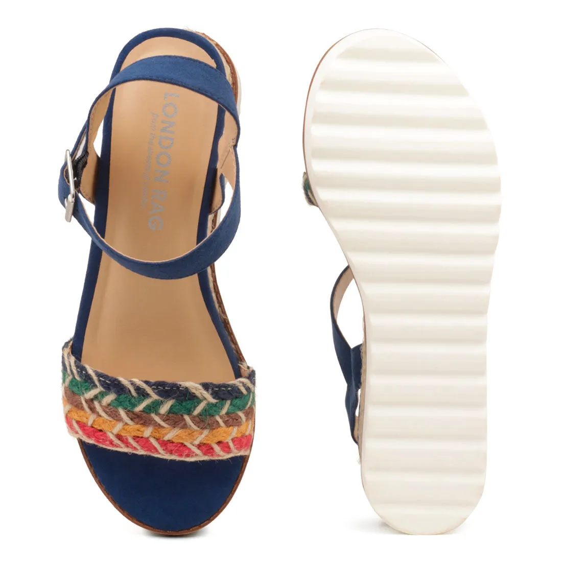Navy Wedge Sandals