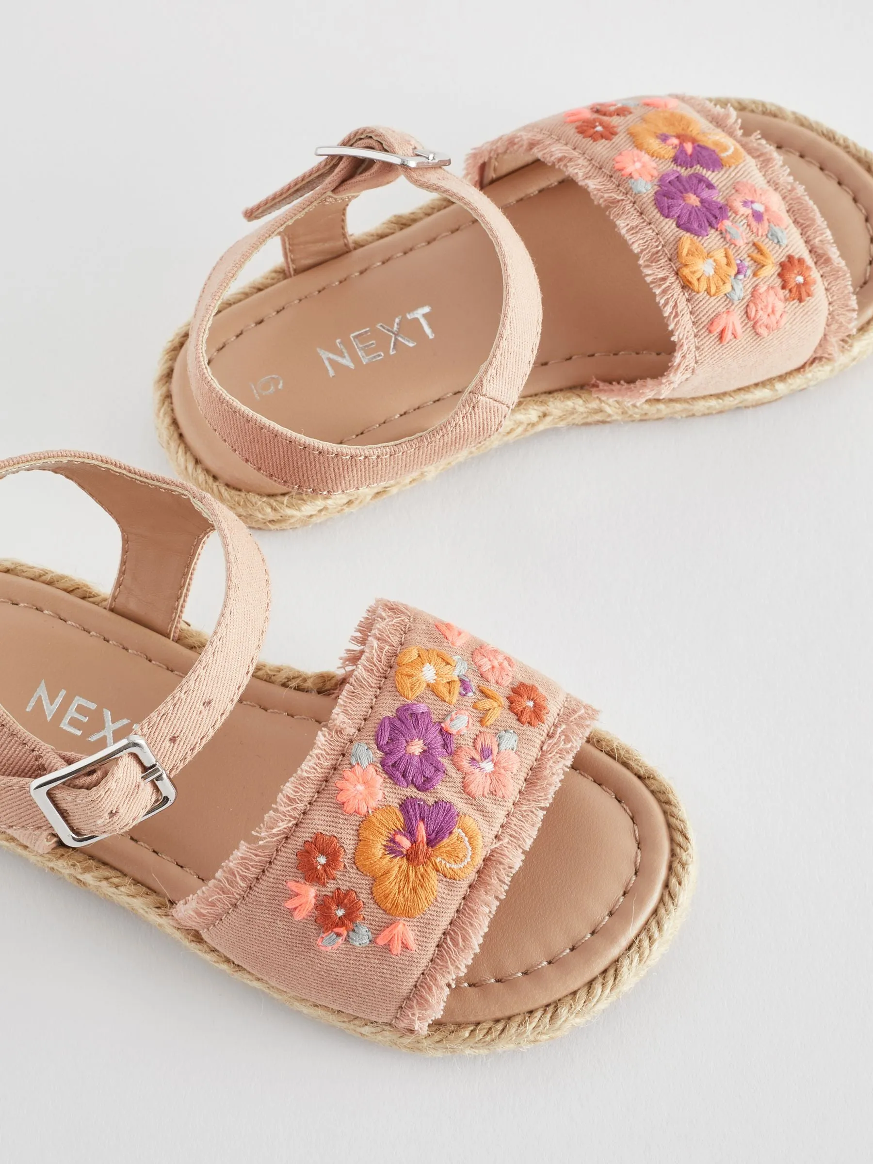 Neutral Embroidered Espadrilles Sandals