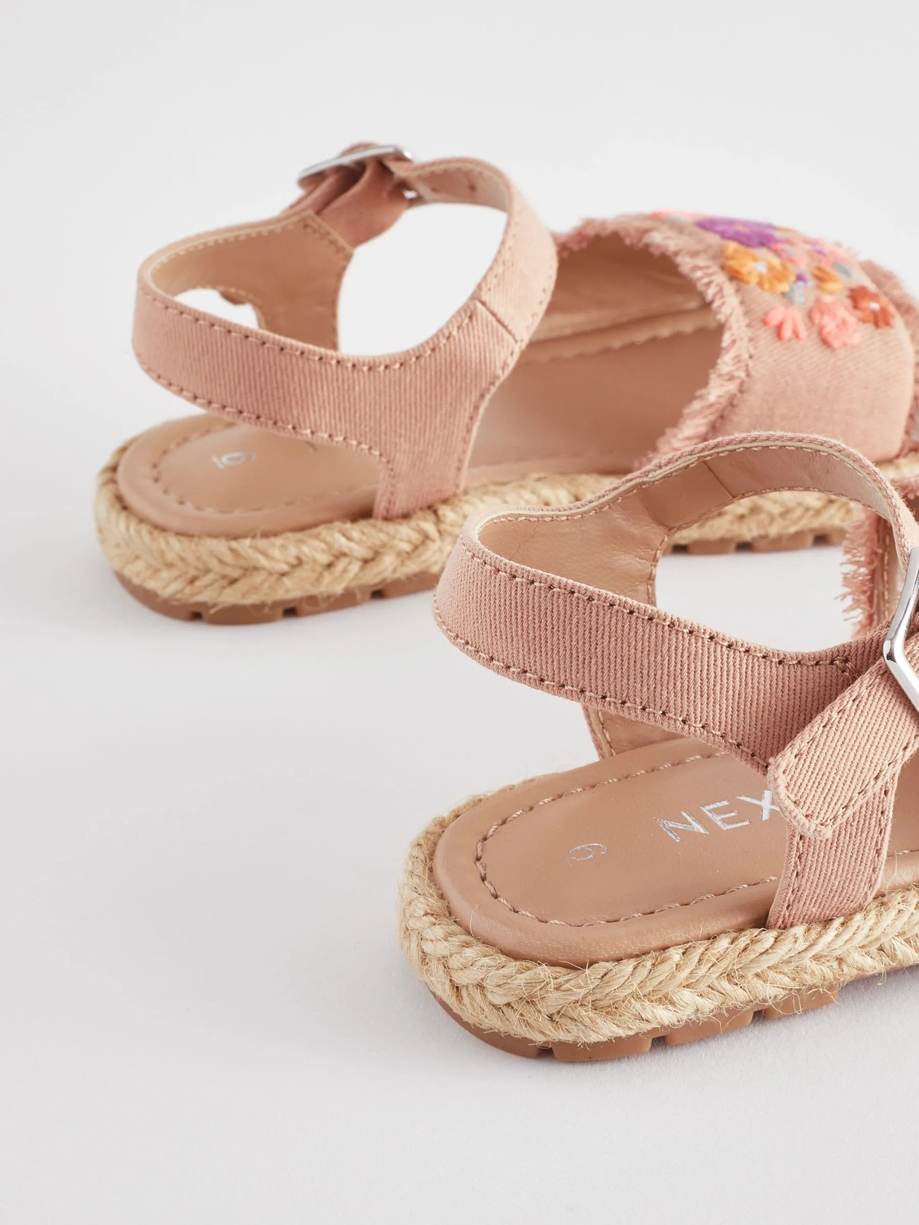 Neutral Embroidered Espadrilles Sandals