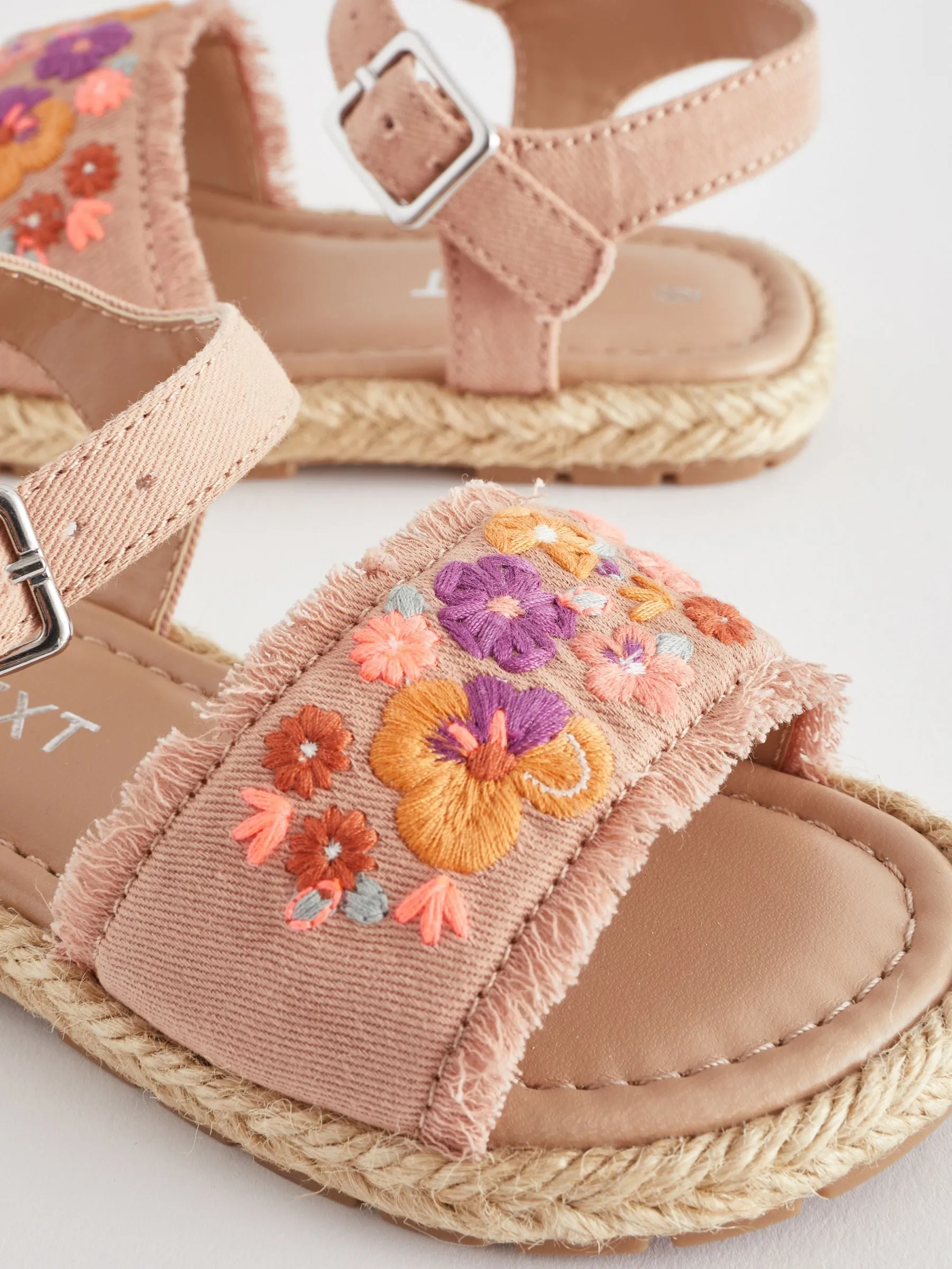 Neutral Embroidered Espadrilles Sandals