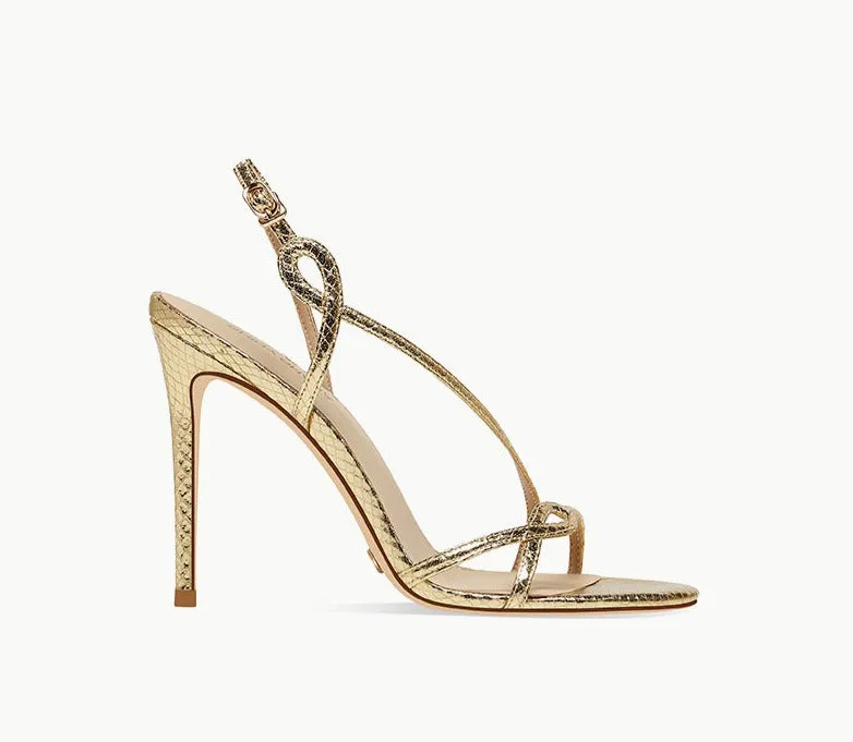 New gold one-word belt stiletto high-heeled fashion sandals- Catia