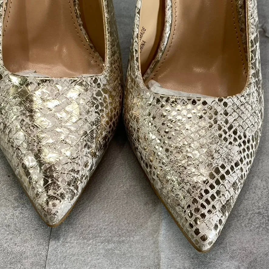 NEW YORK & COMPANY Women's Gold Snake Print Cammie Pointed-Toe Mule SZ 6