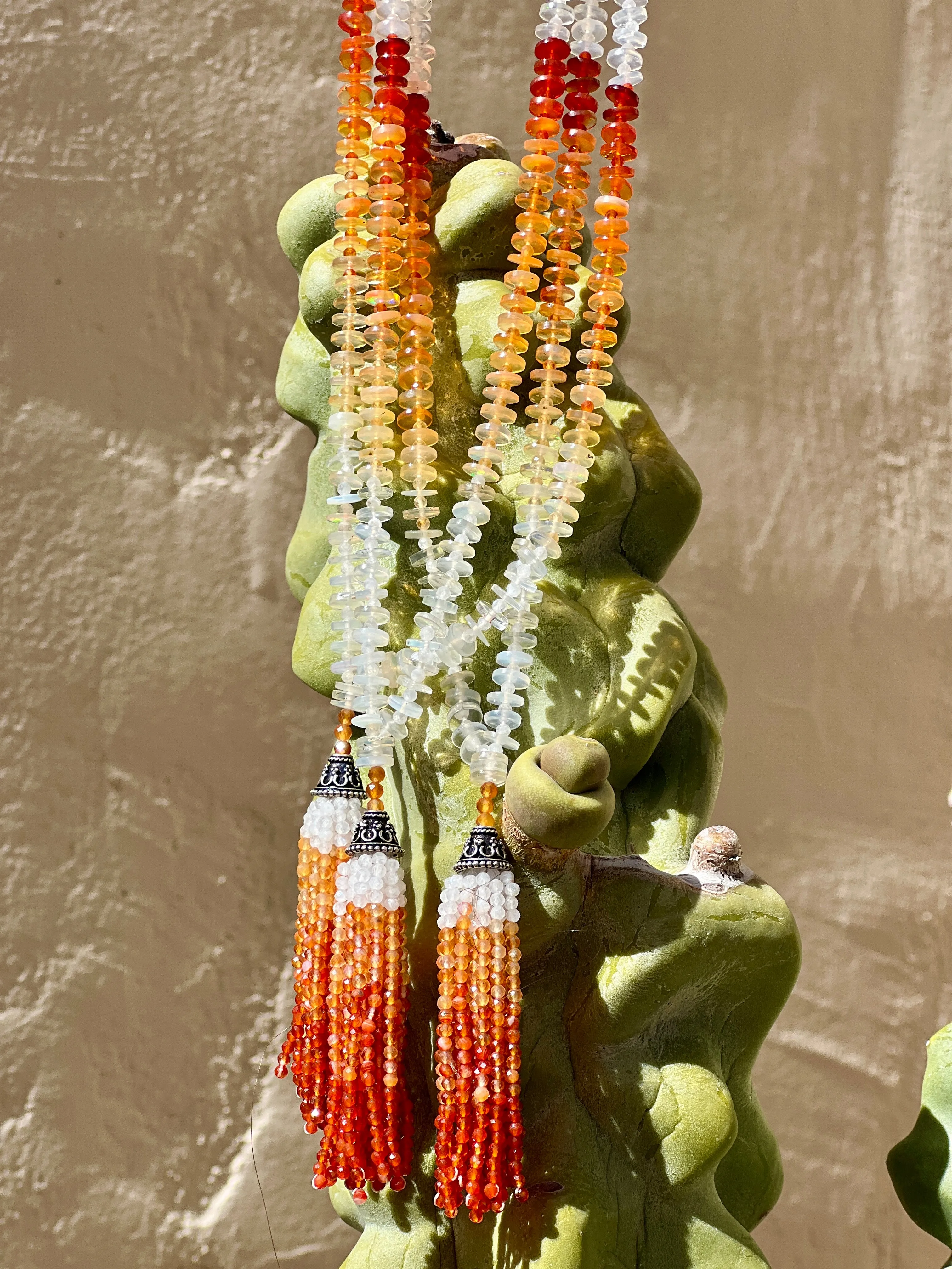 Ombre Fire Opal Mala Necklace