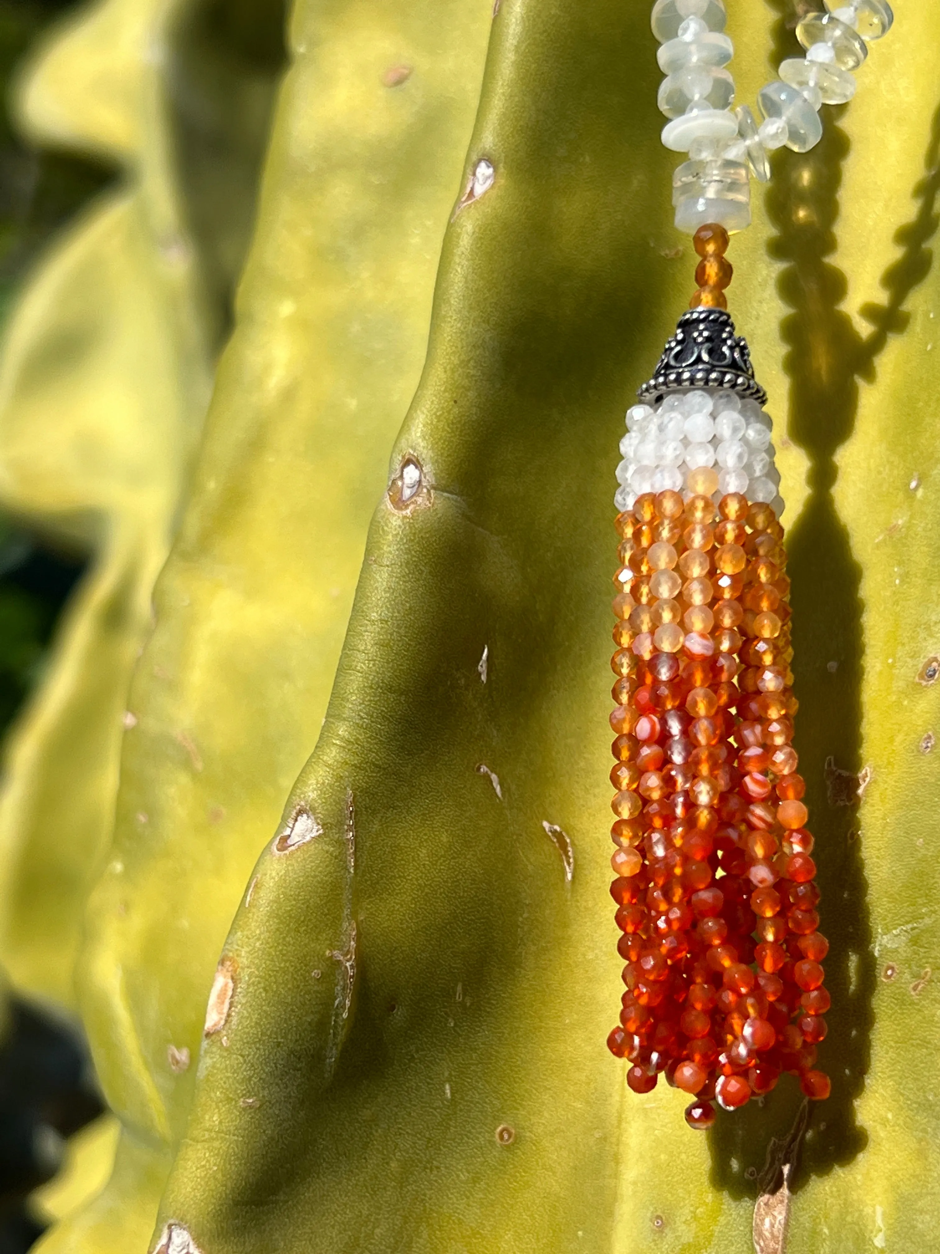 Ombre Fire Opal Mala Necklace