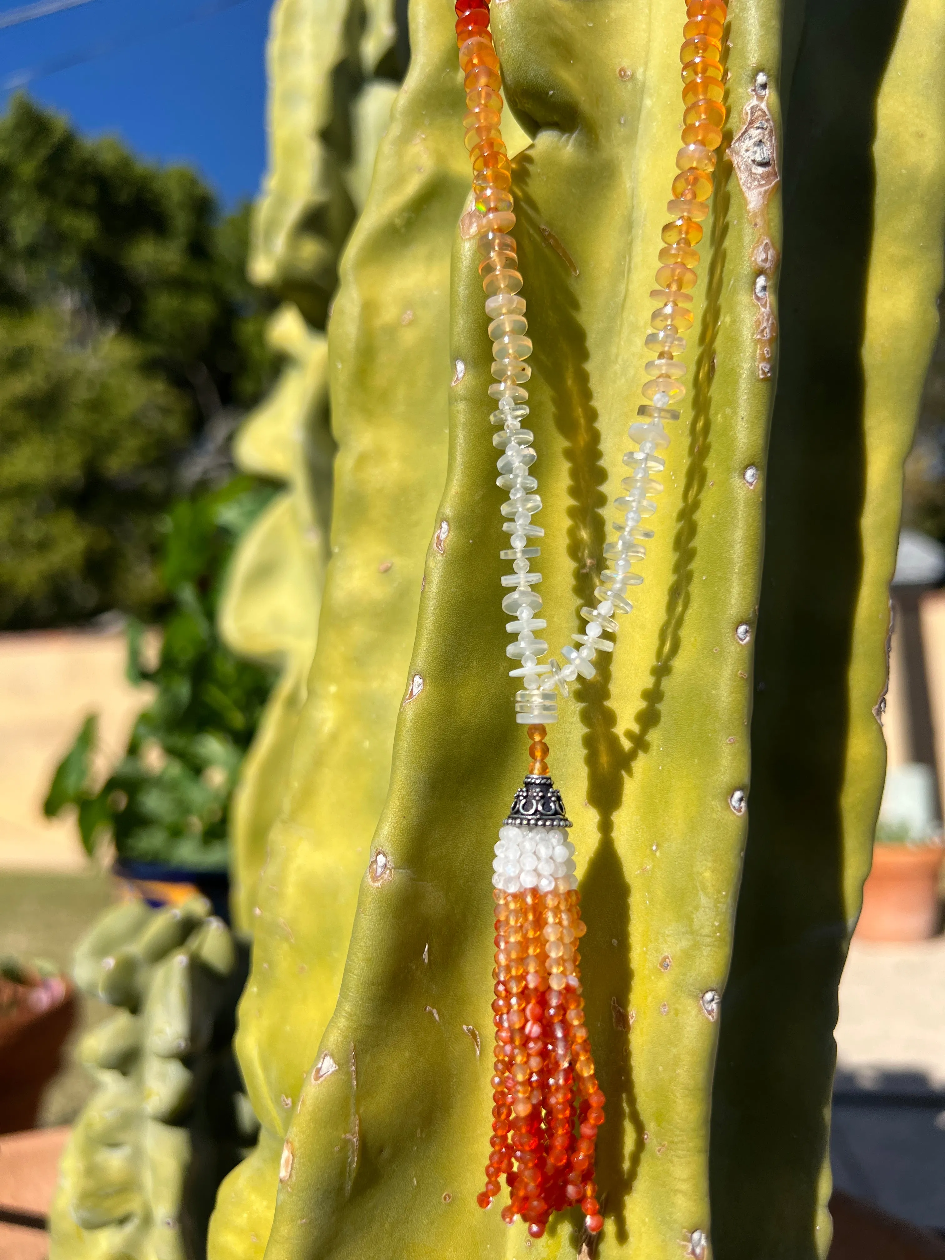 Ombre Fire Opal Mala Necklace