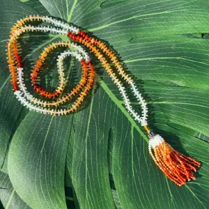 Ombre Fire Opal Mala Necklace