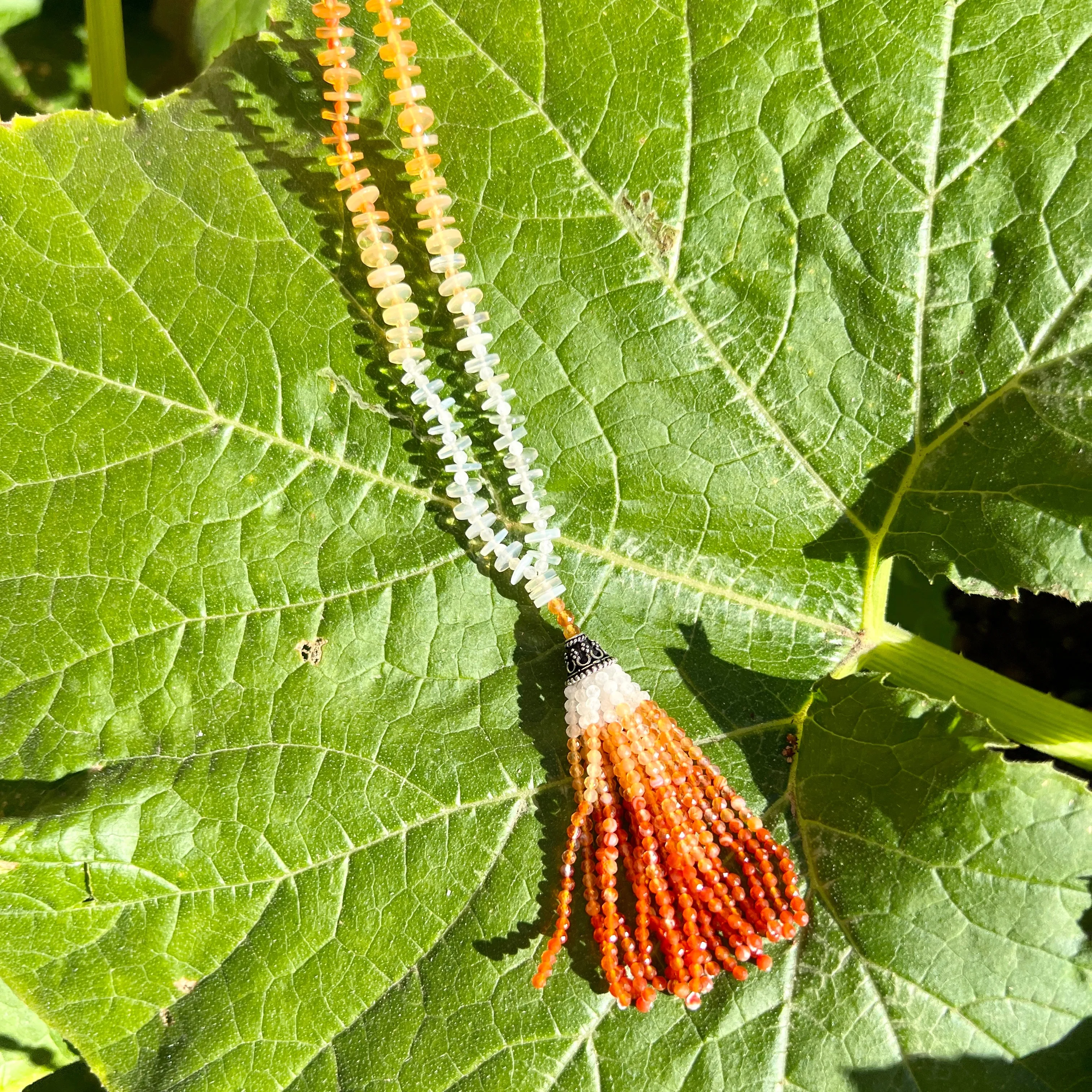 Ombre Fire Opal Mala Necklace