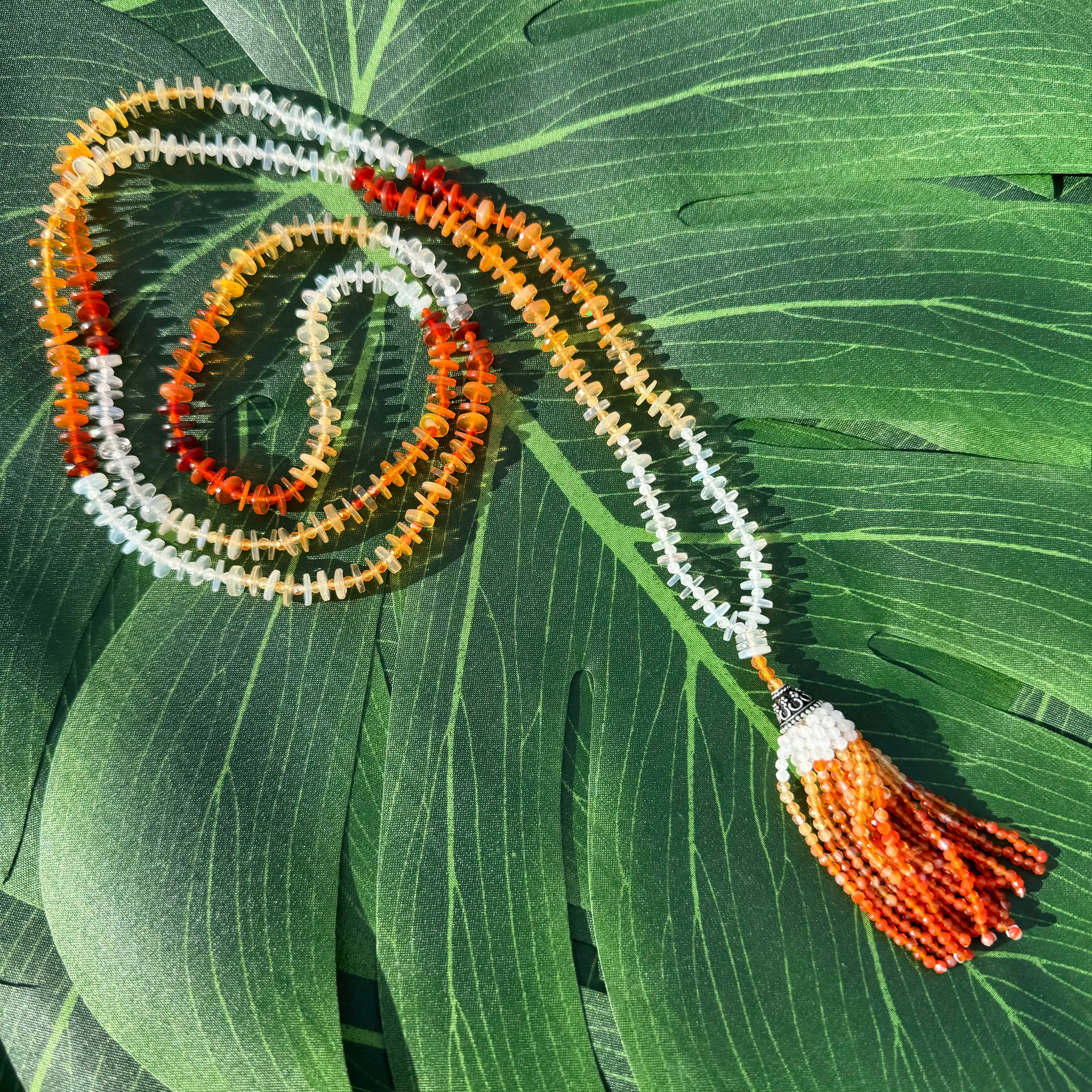 Ombre Fire Opal Mala Necklace