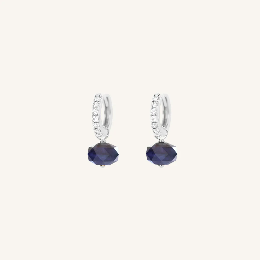 Opulent Sodalite Crystal Hoops - Stone of Perspective