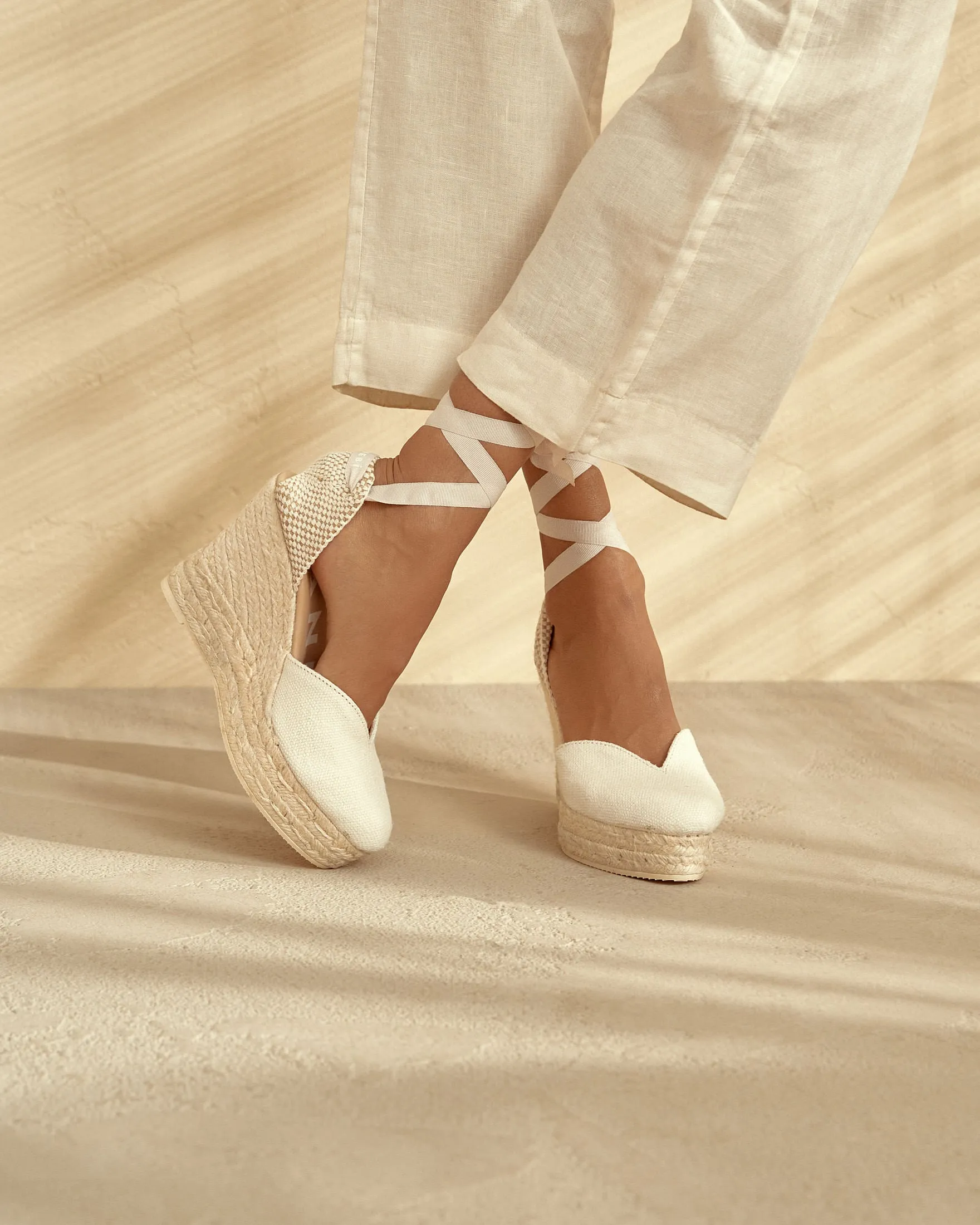 Organic Hemp Heart-Shaped Wedge Espadrilles - O70WH - La Havana White