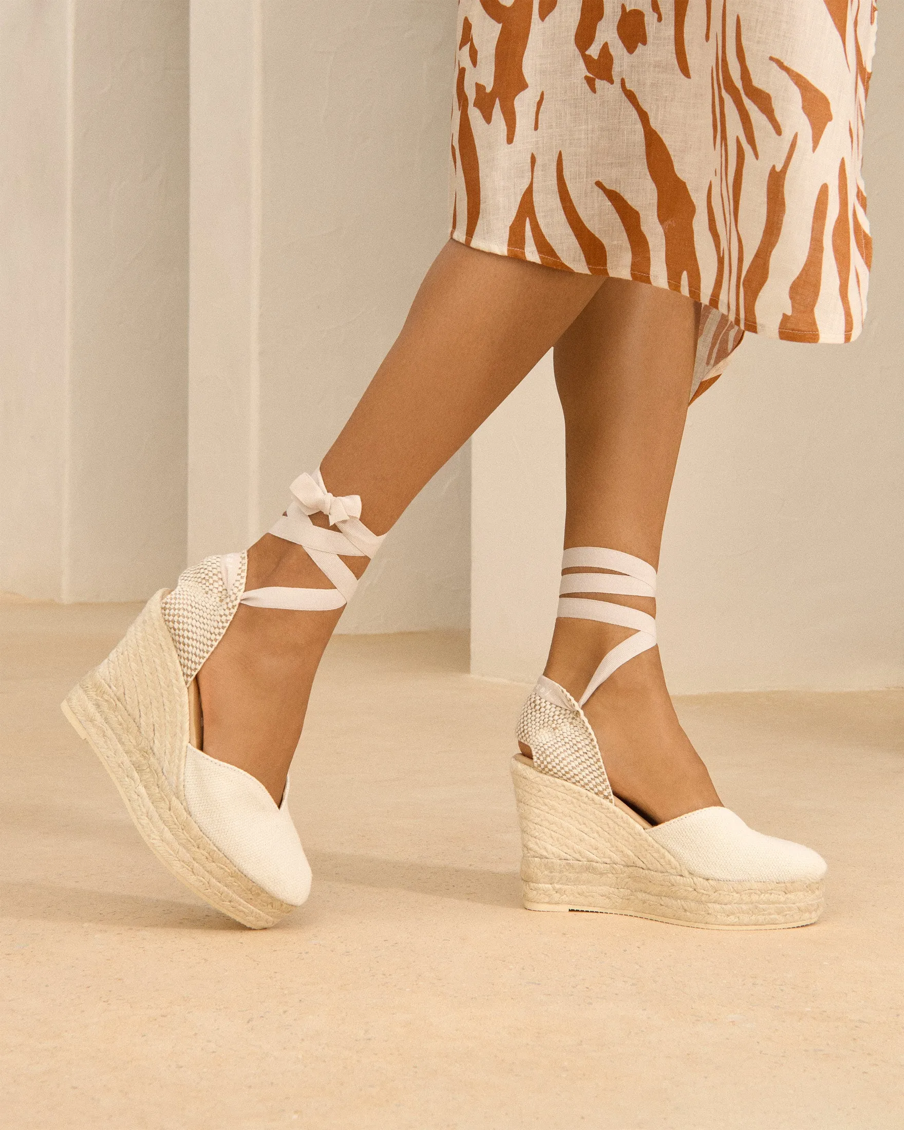 Organic Hemp Heart-Shaped Wedge Espadrilles - O70WH - La Havana White