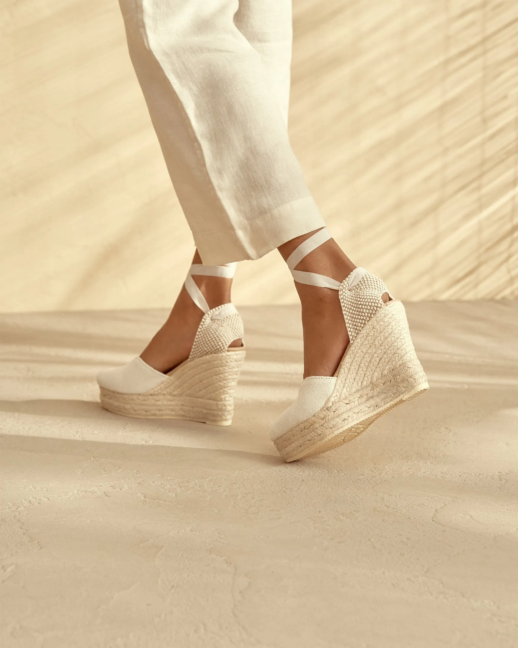 Organic Hemp Heart-Shaped Wedge Espadrilles - O70WH - La Havana White