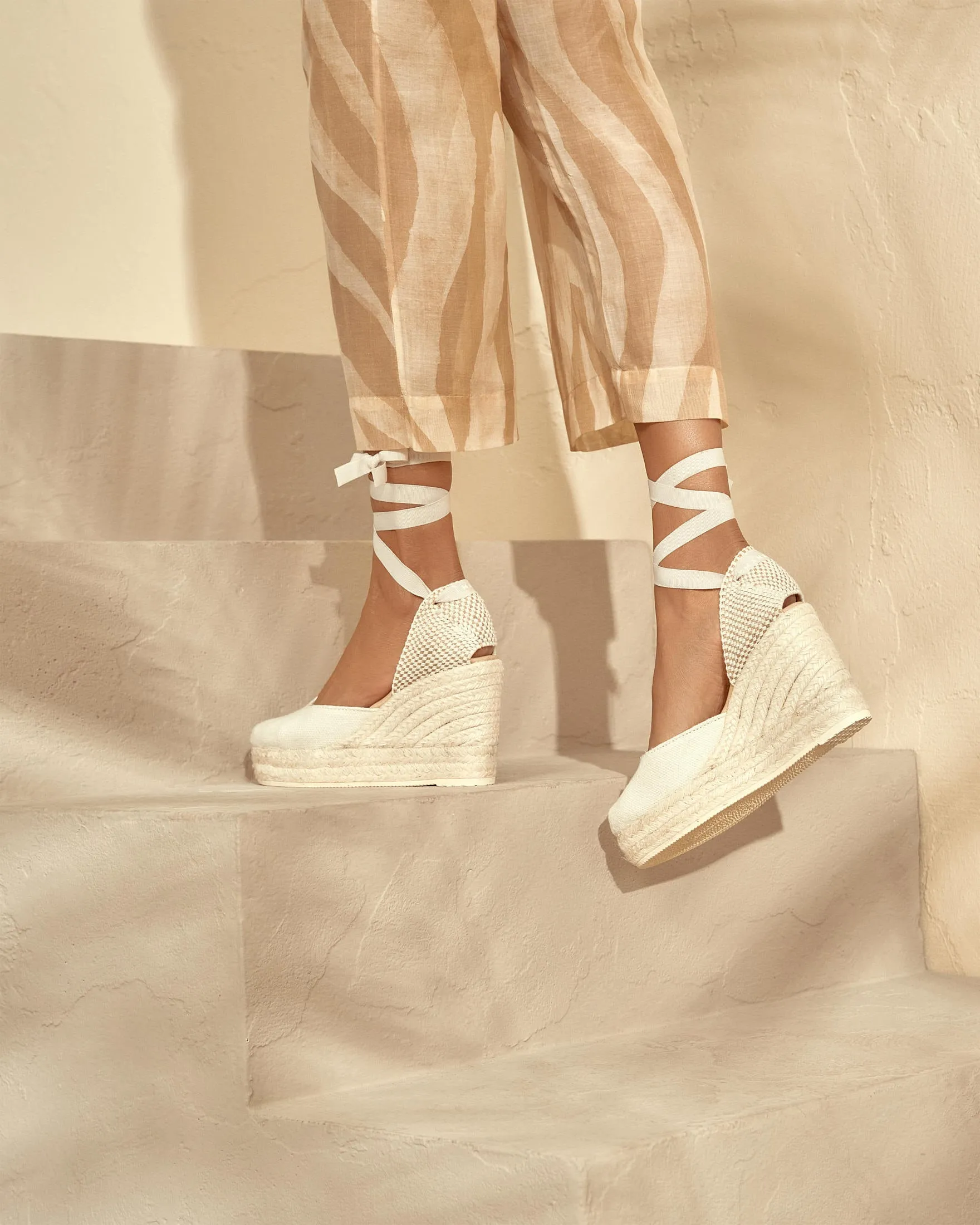 Organic Hemp Wedge Espadrilles - O70WV - La Havana White