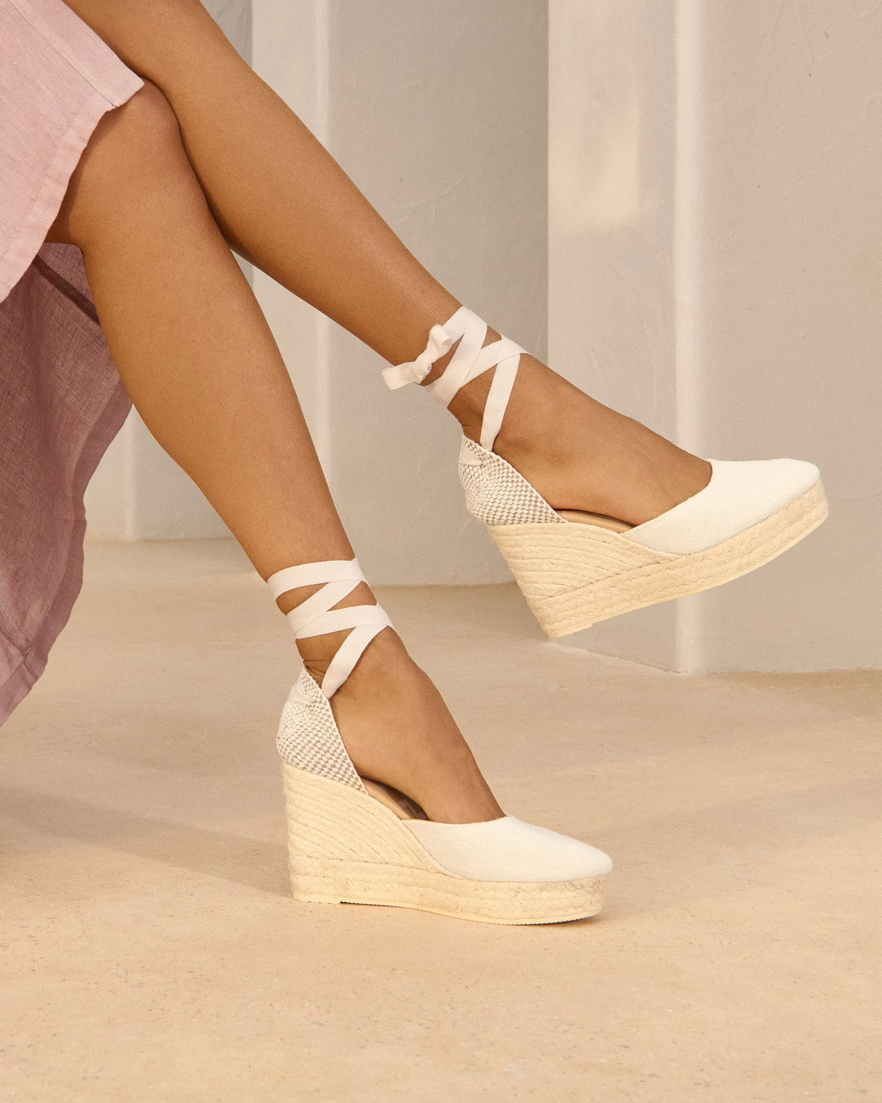 Organic Hemp Wedge Espadrilles - O70WV - La Havana White
