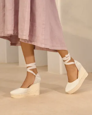 Organic Hemp Wedge Espadrilles - O70WV - La Havana White
