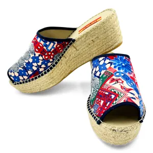PARADIS Red Modern Wedge Espadrilles