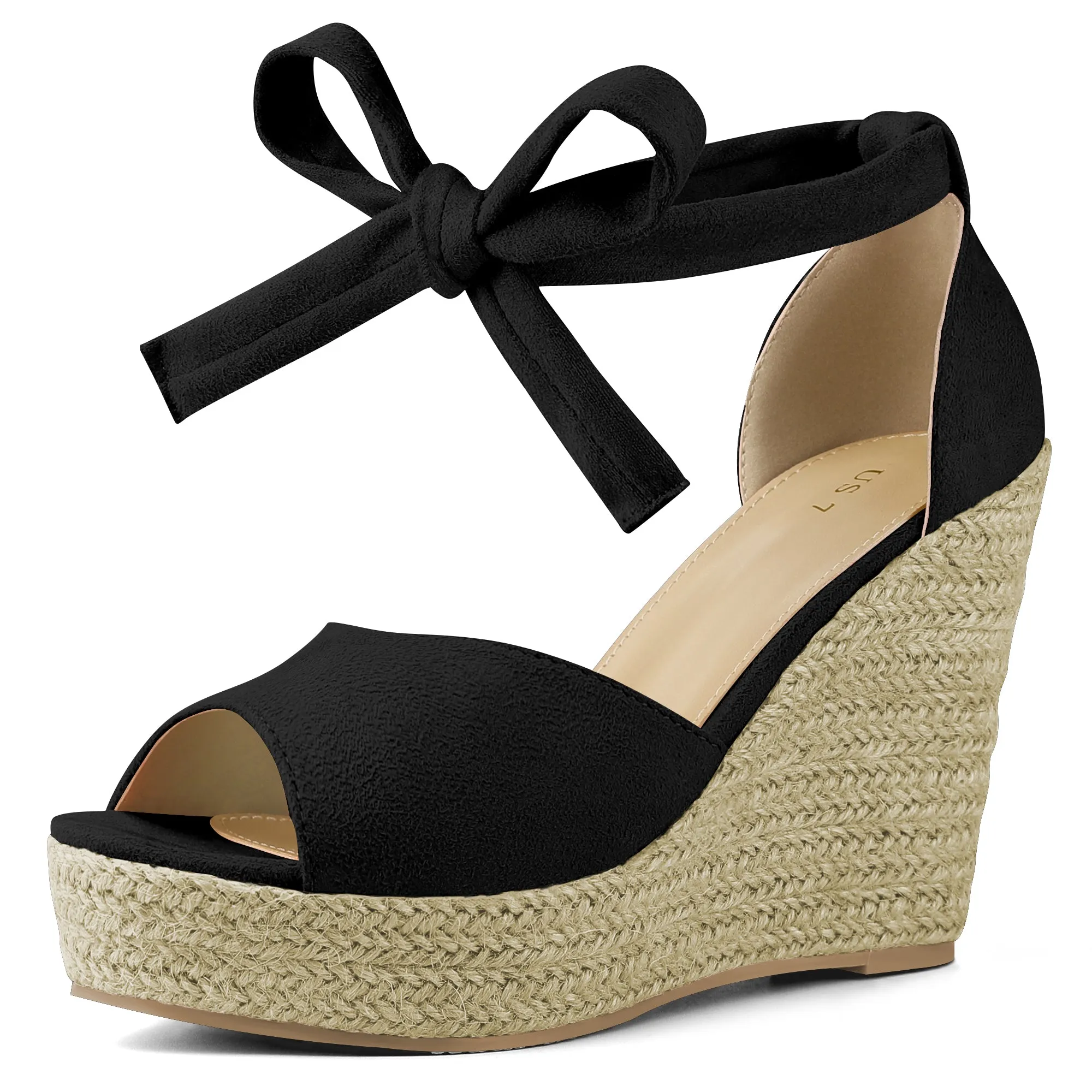 Platform Espadrilles Ankle Tie Wedge Sandals for Women