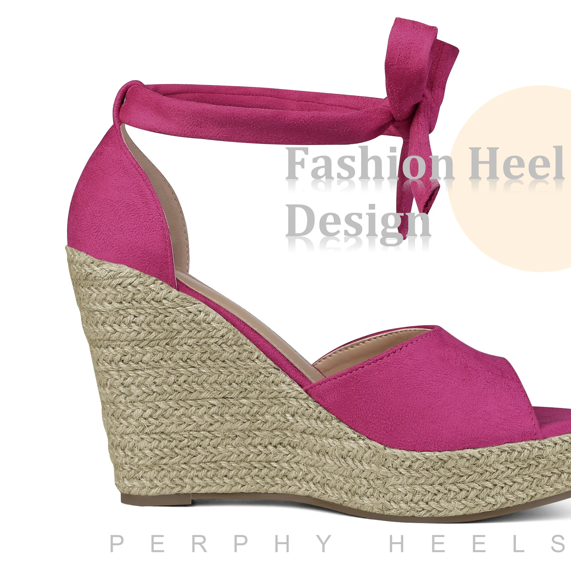Platform Espadrilles Ankle Tie Wedge Sandals for Women