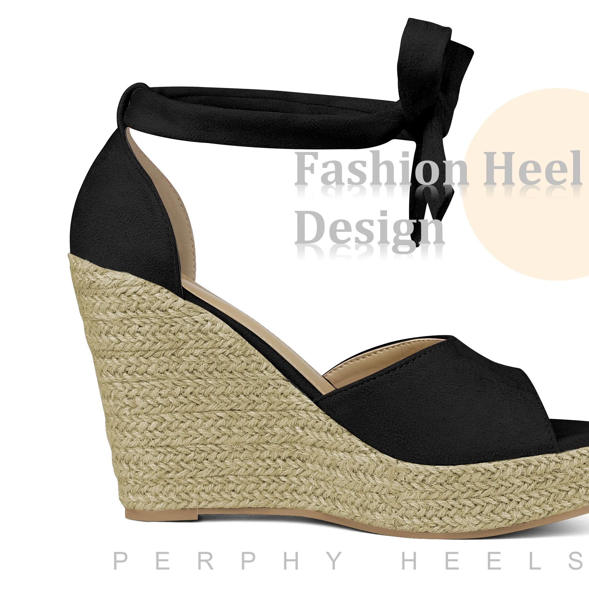 Platform Espadrilles Ankle Tie Wedge Sandals for Women