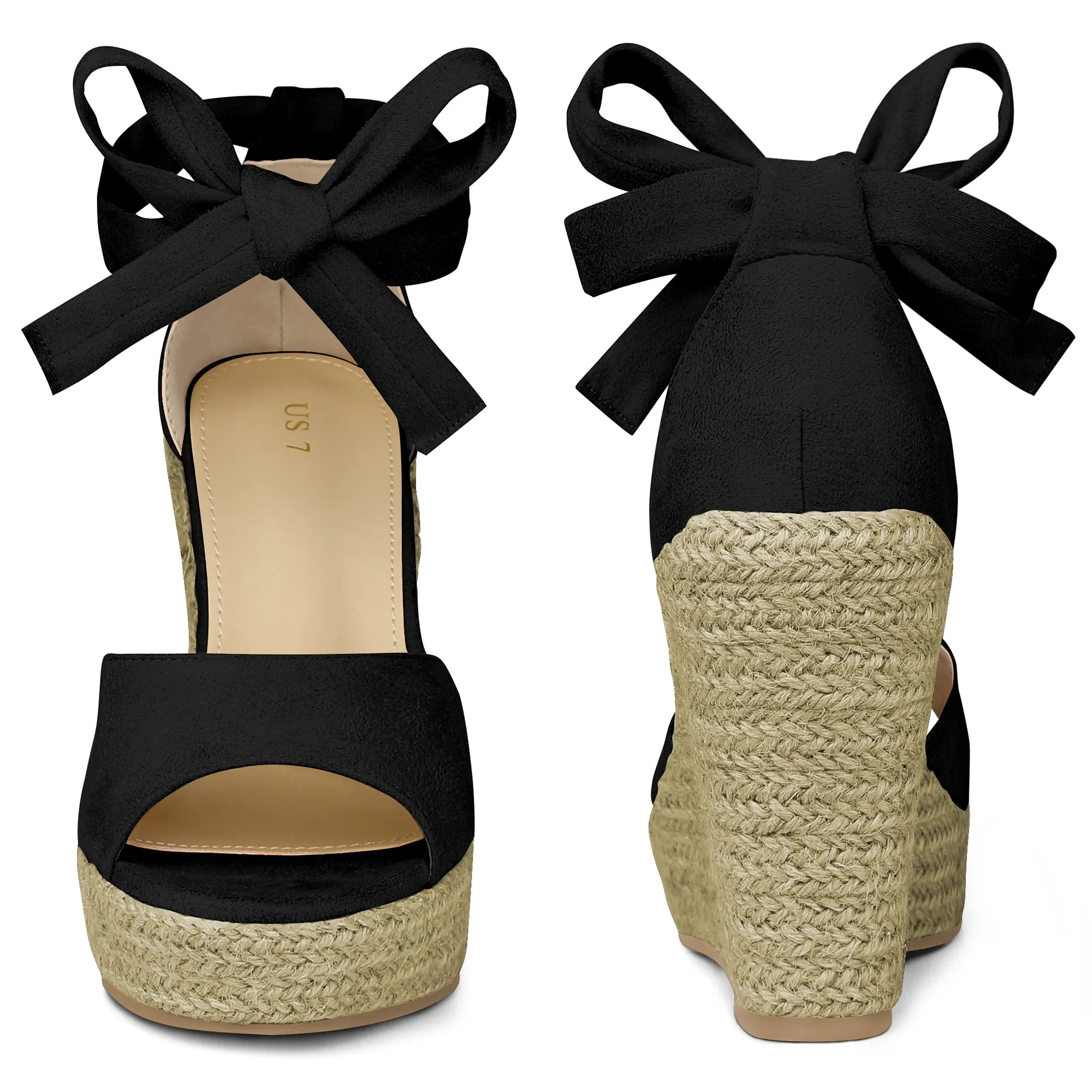 Platform Espadrilles Ankle Tie Wedge Sandals for Women