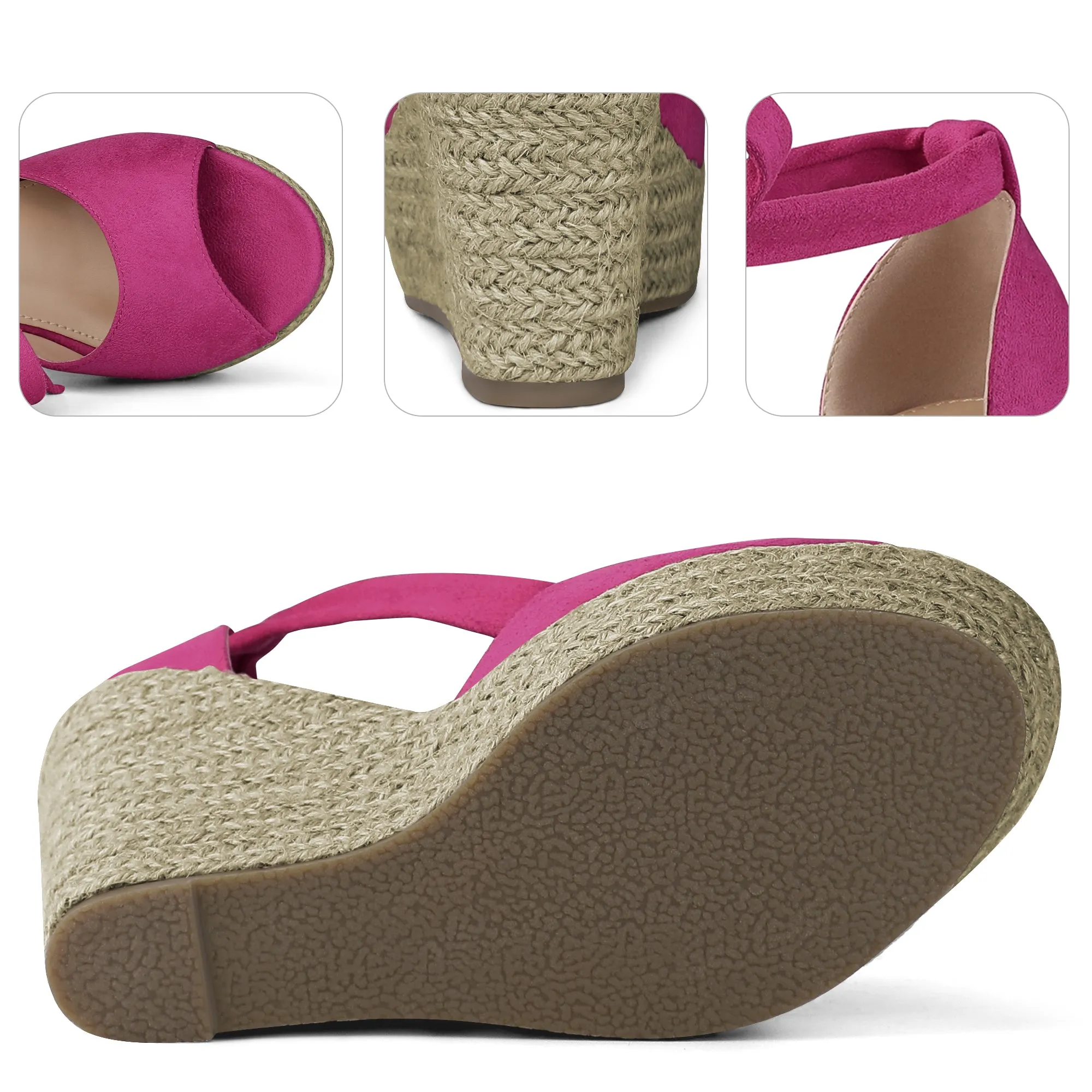Platform Espadrilles Ankle Tie Wedge Sandals for Women
