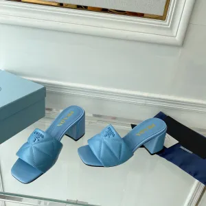 PRA QUILTED NAPPA HEELED SANDALS SKY LAMBSKIN