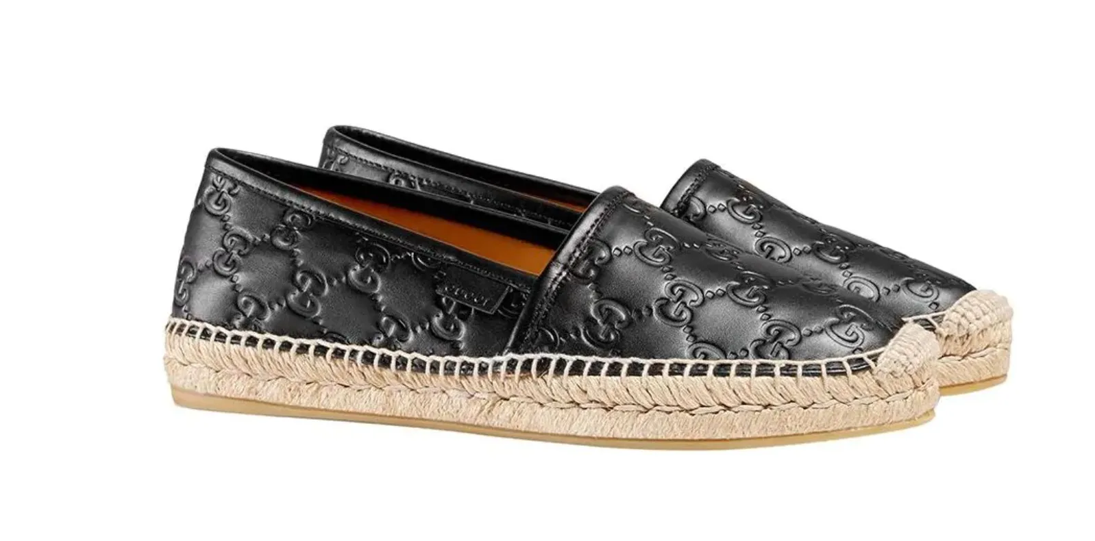 Pre Loved Black Leather Gucci Espadrilles