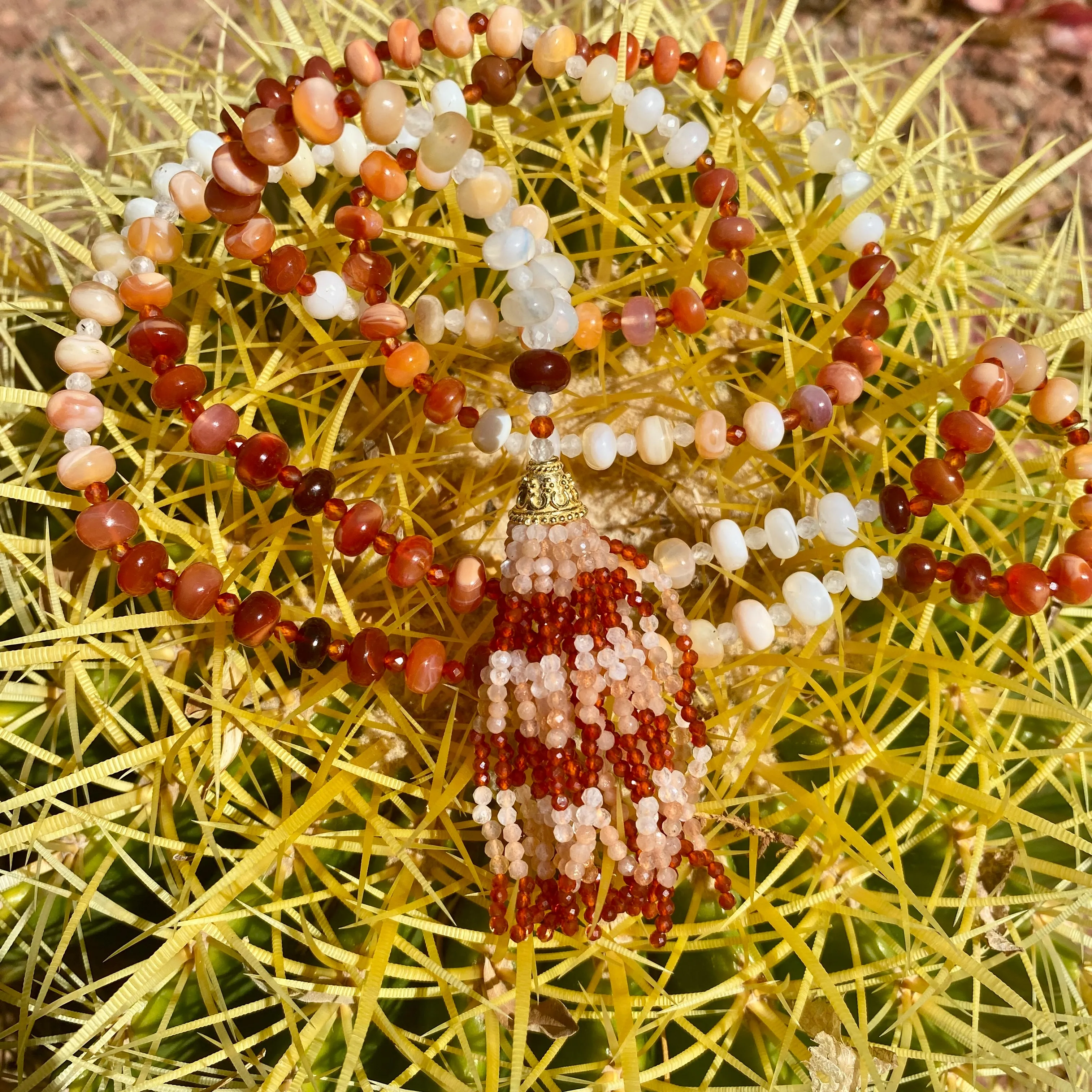 Rare Fire Opal Mala Necklace