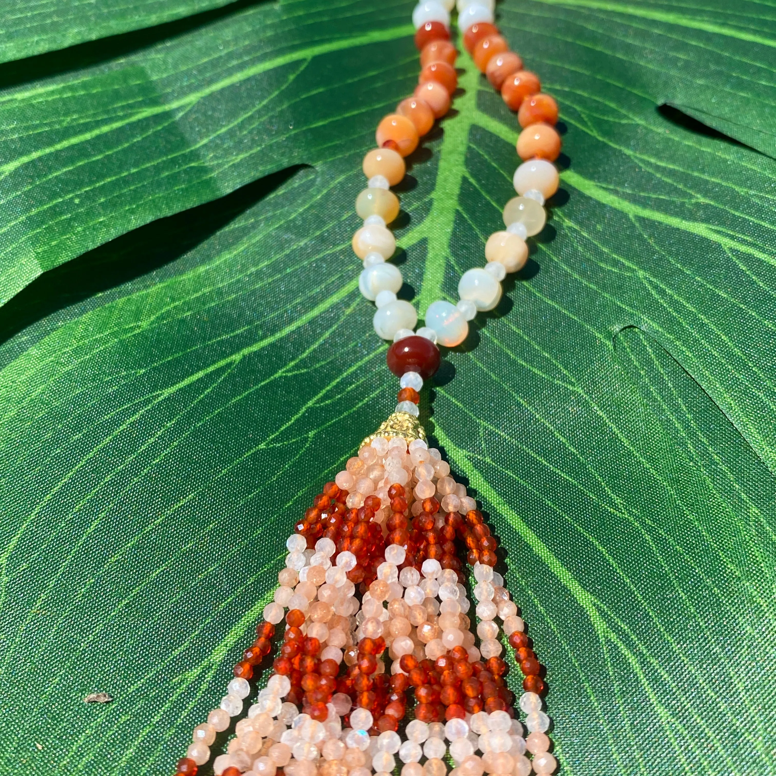 Rare Fire Opal Mala Necklace