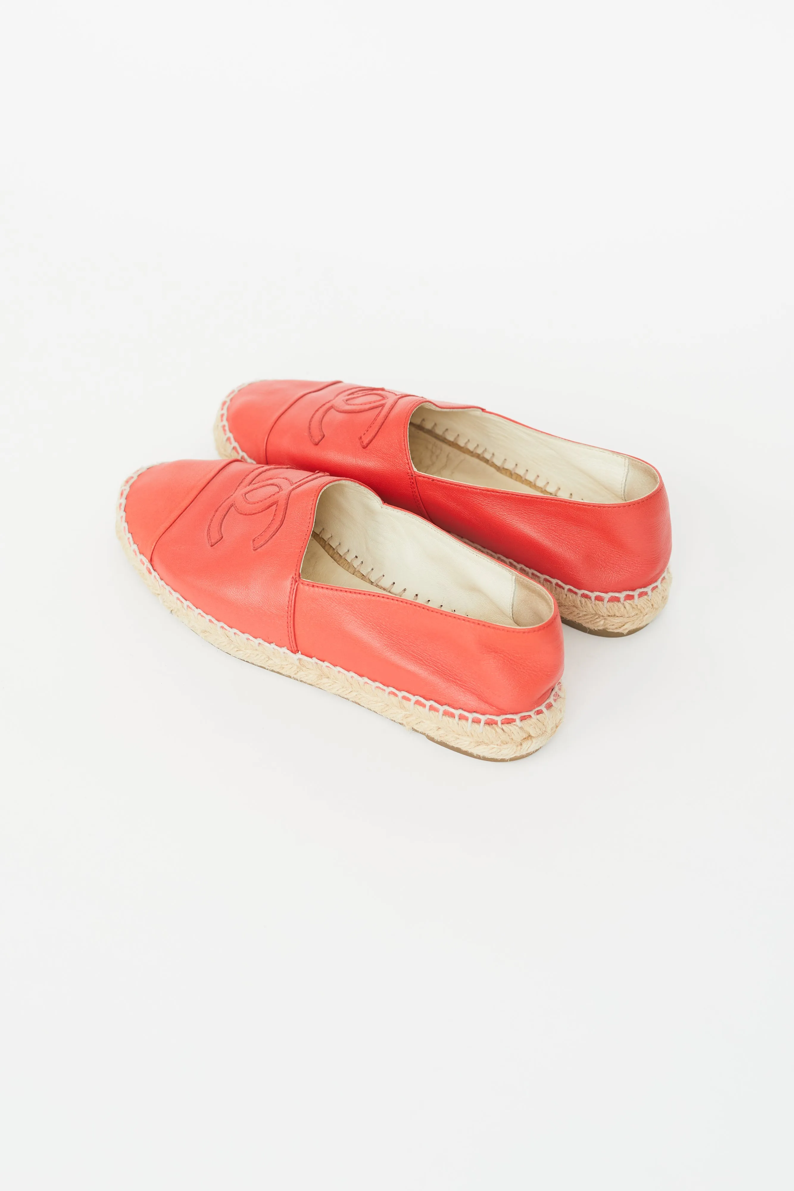 Red Leather CC Espadrille