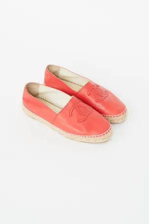 Red Leather CC Espadrille