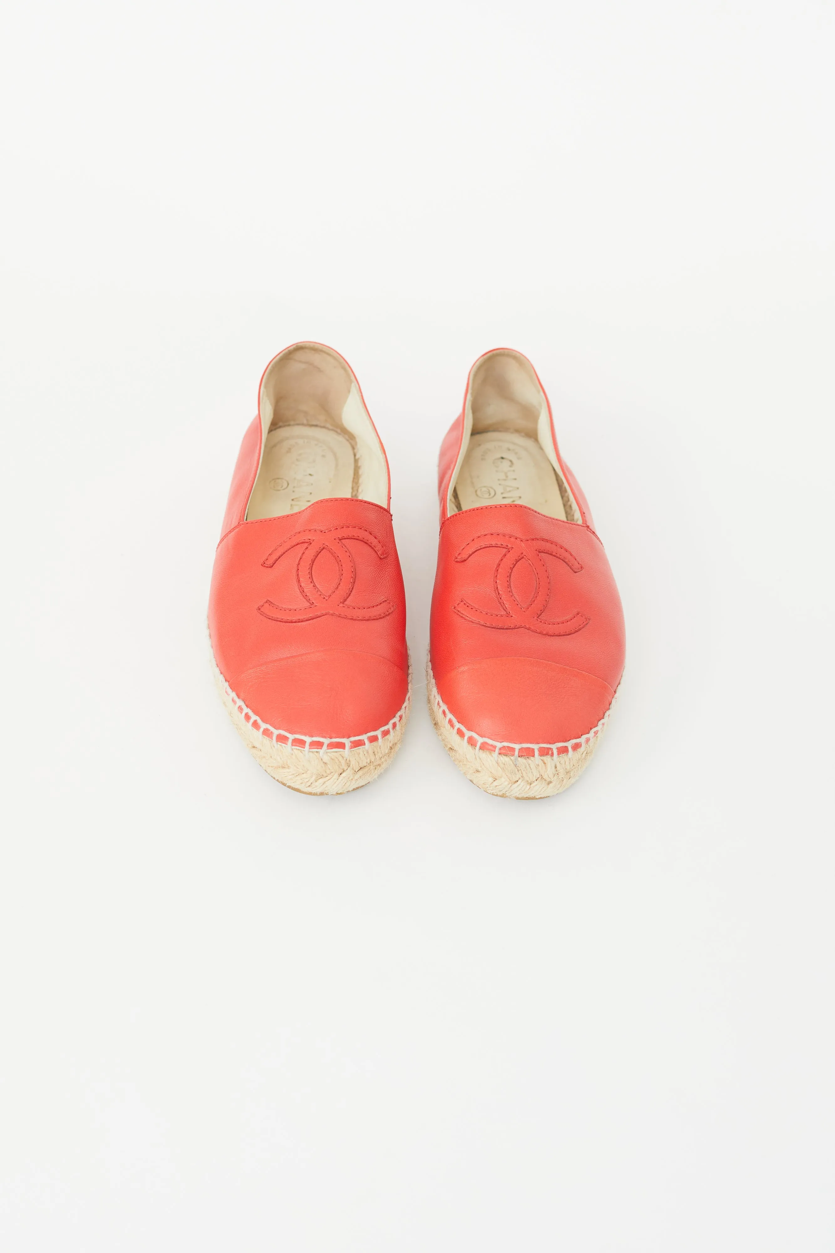Red Leather CC Espadrille
