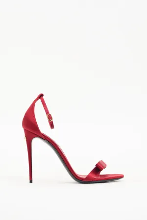 Red Satin Bow Heeled Sandal