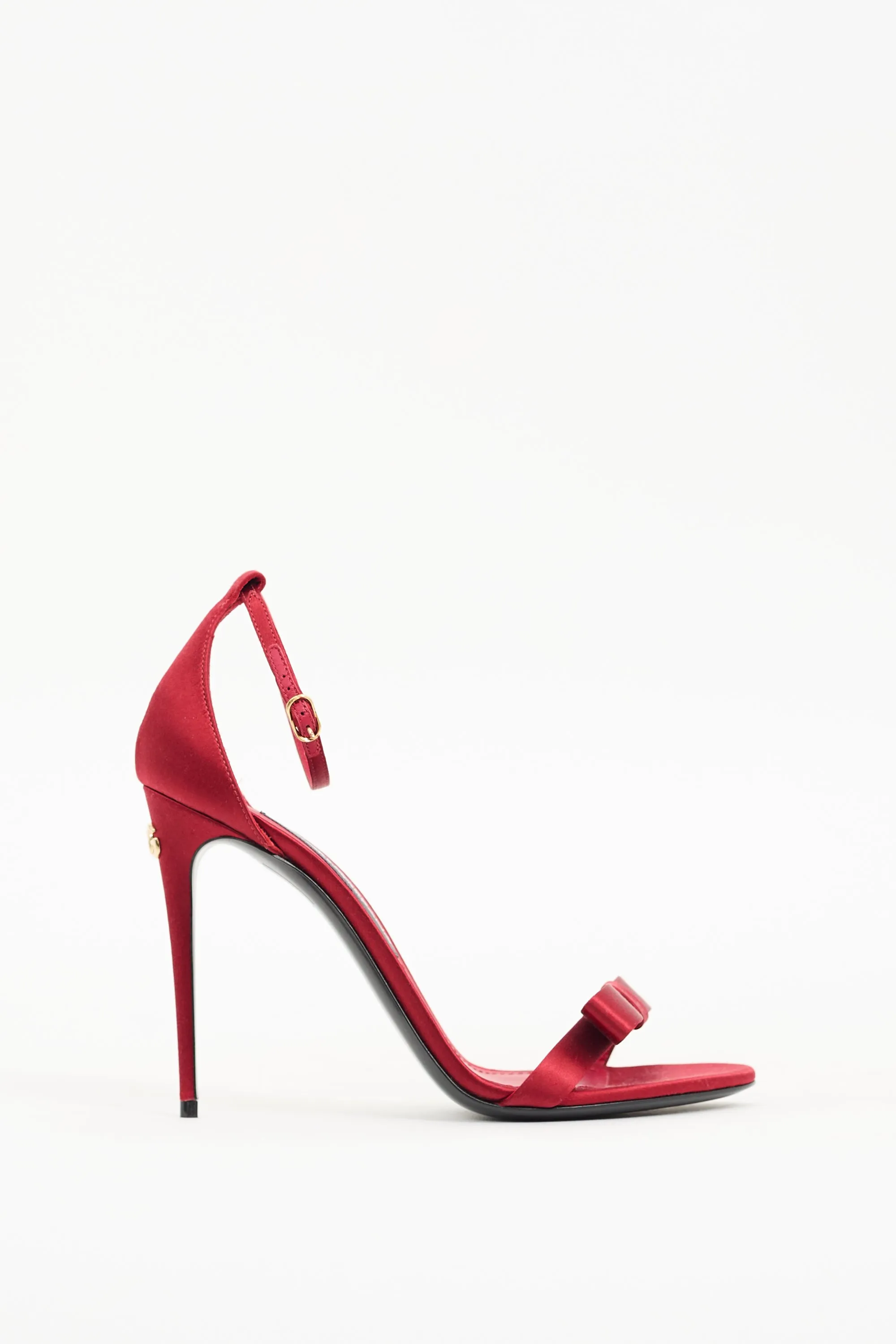 Red Satin Bow Heeled Sandal