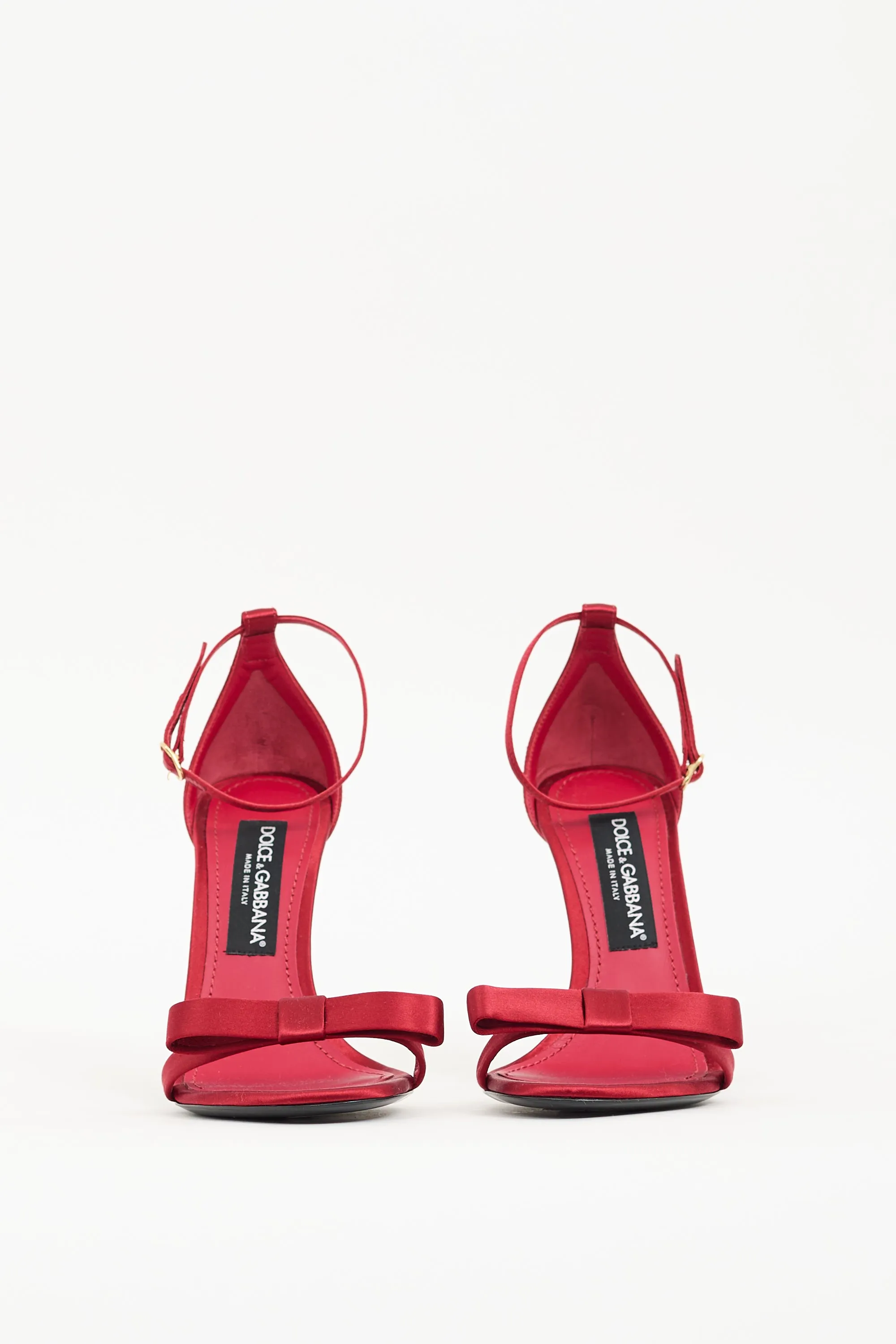 Red Satin Bow Heeled Sandal