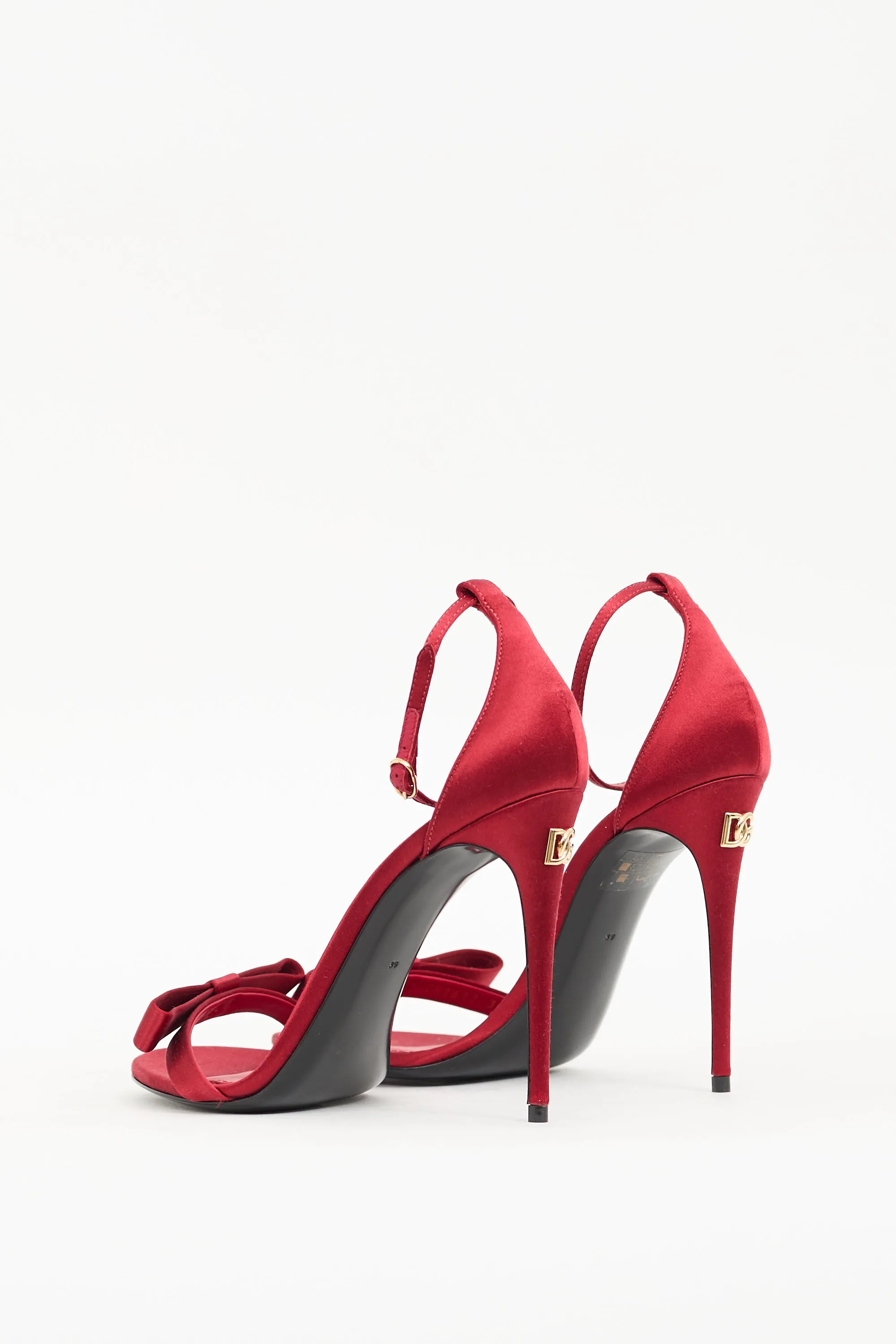 Red Satin Bow Heeled Sandal