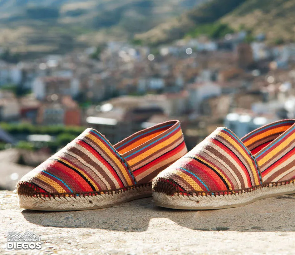 Red stripes espadrille canvas