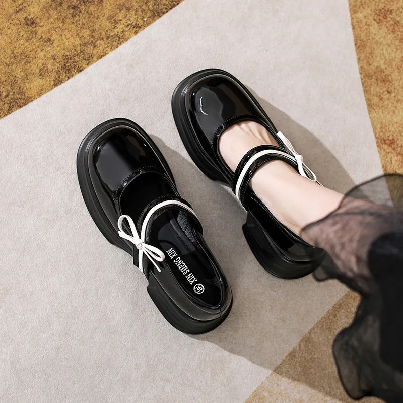 Retro Round Toe Preppy Style Platform Mary Jane Shoes