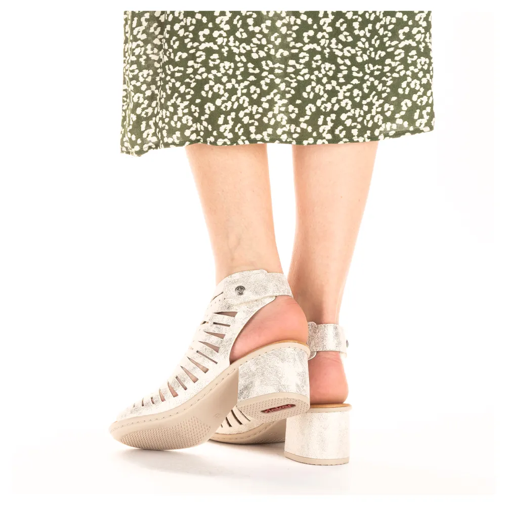 Rieker Vicky 76 Beige/Gold Leather Sandal (Women's)