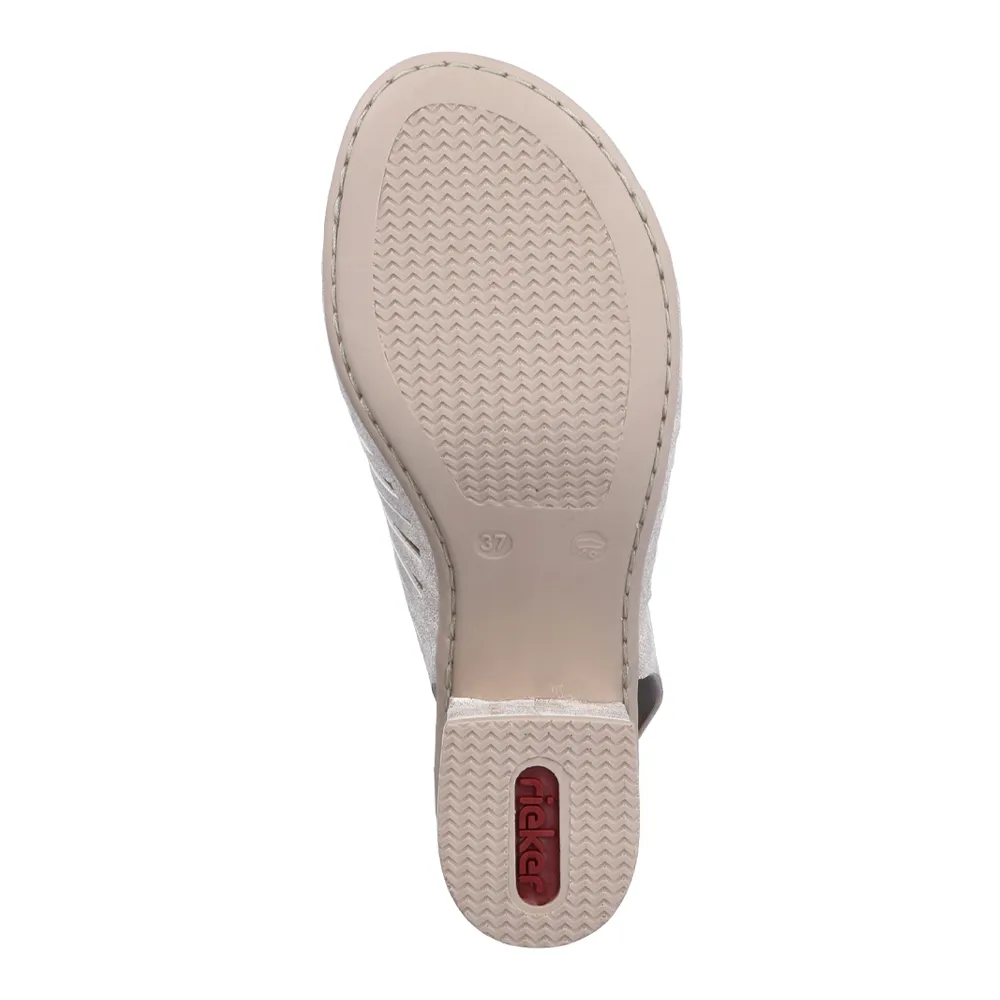 Rieker Vicky 76 Beige/Gold Leather Sandal (Women's)