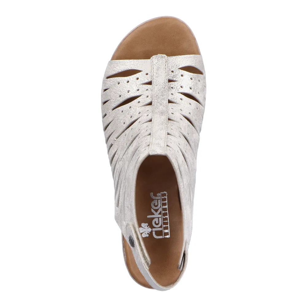 Rieker Vicky 76 Beige/Gold Leather Sandal (Women's)