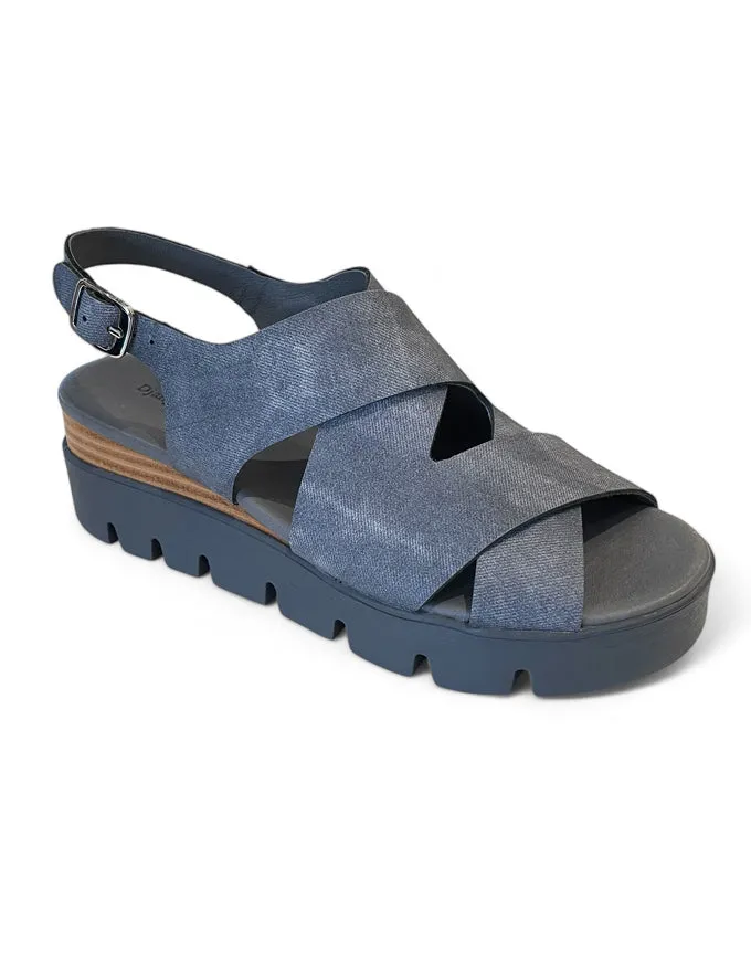 Riku Washed Denim Leather Sandal