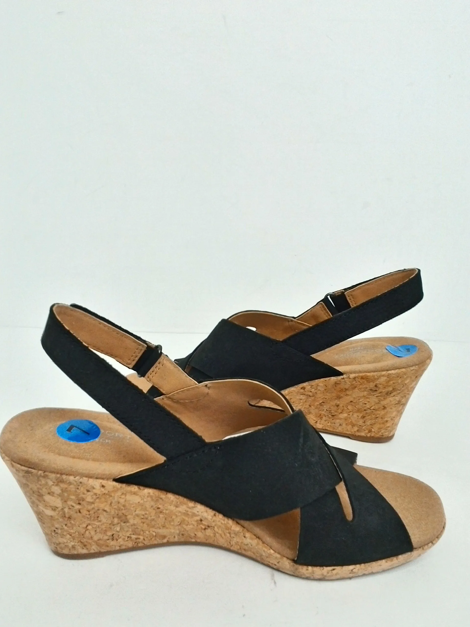 Rockport Women's Black Wedge Sandal Size 7