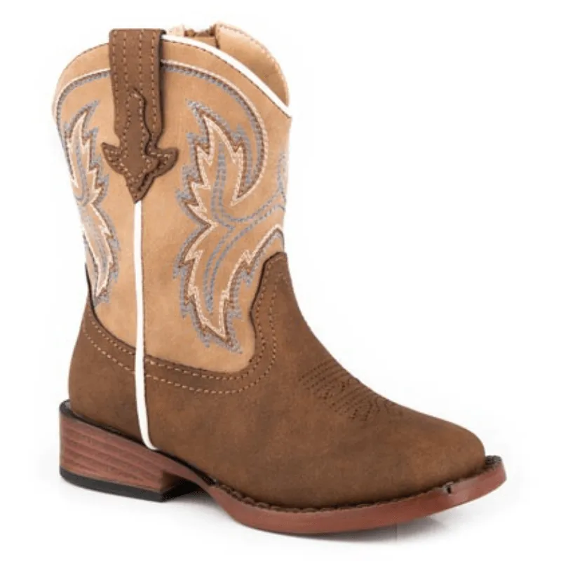 Roper Toddler Eastwood Brown Square Toe Western Boots 09-017-1900-3368 BR