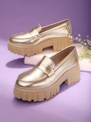 Rose Gold PU Block Loafers (TC-ANA-7981-RGLD)