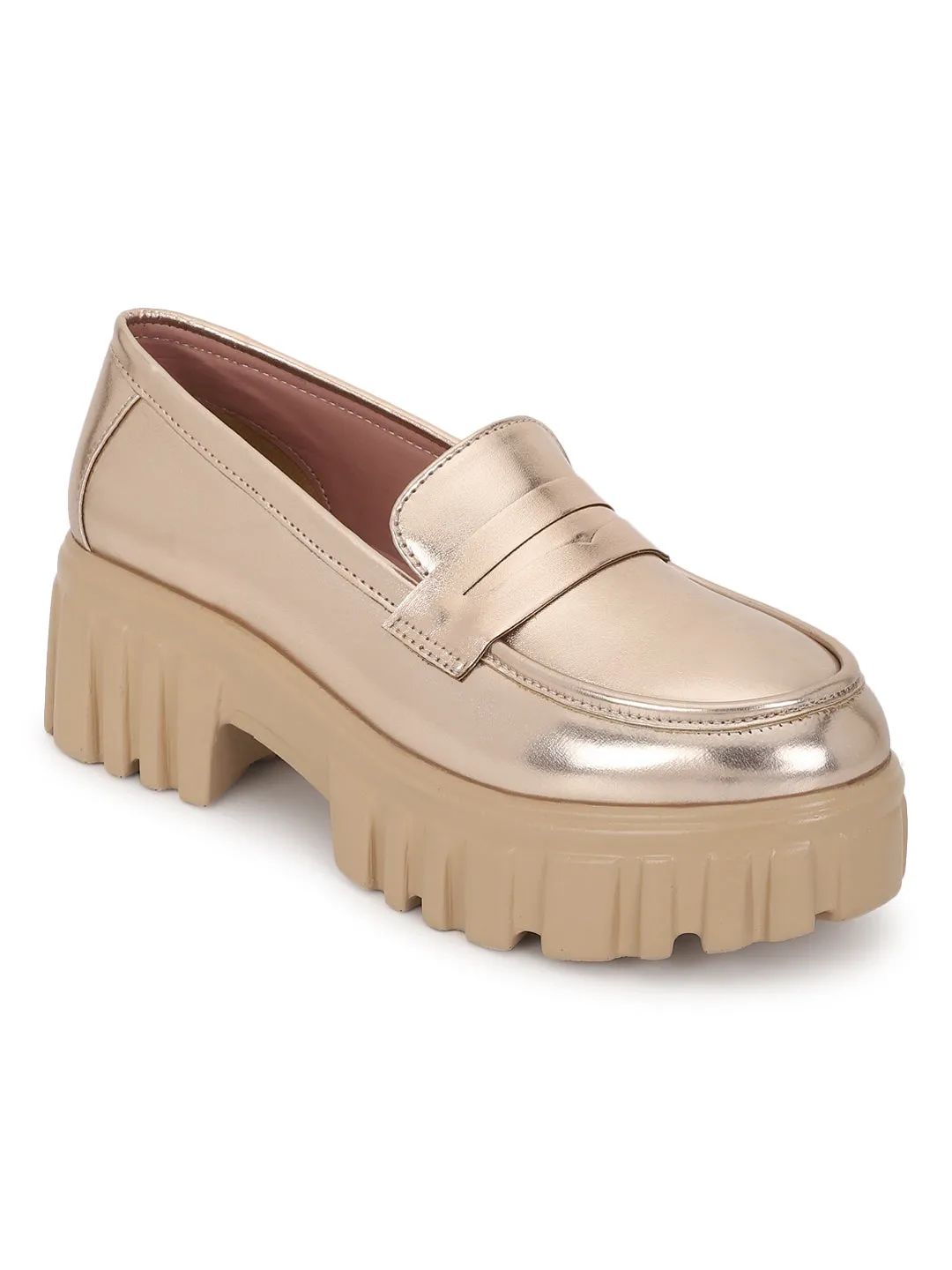 Rose Gold PU Block Loafers (TC-ANA-7981-RGLD)